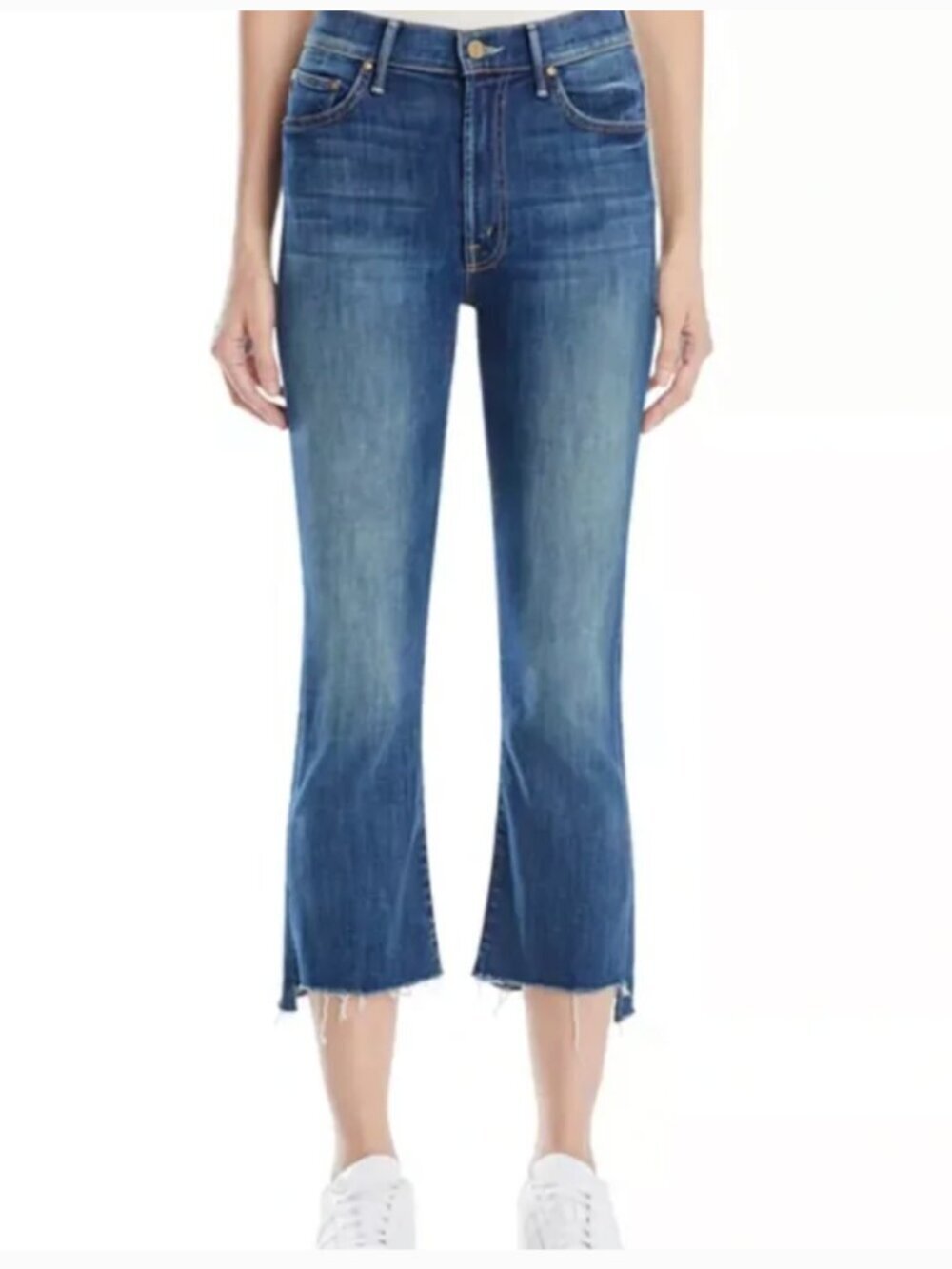MOTHER The Insider Crop Step Fray Distressed Flare Jeans - 25"